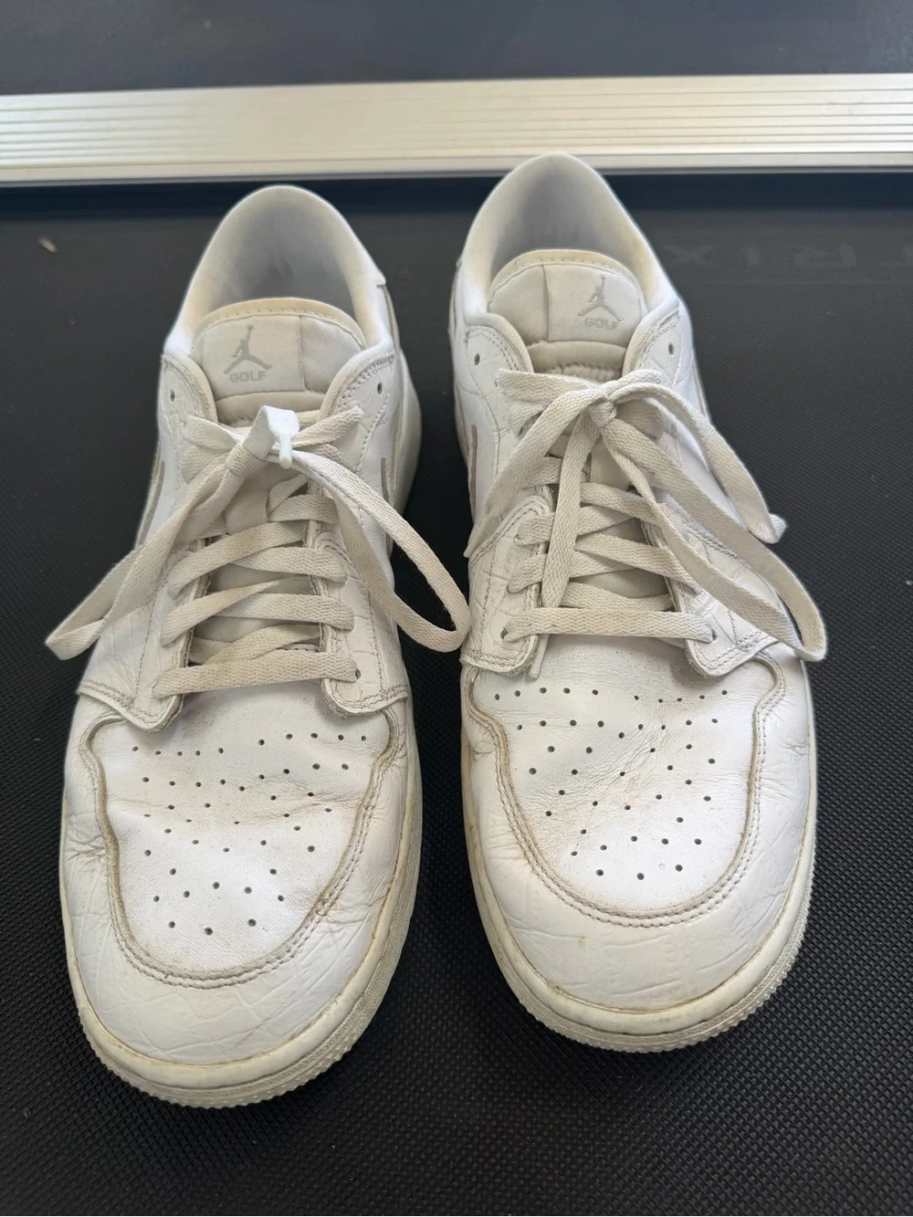 Jordan White Men's Leather Golf Sneakers